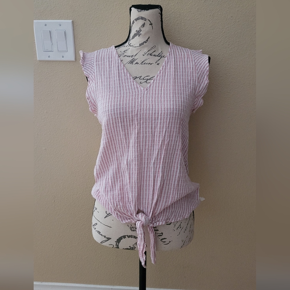 Pink  Tie Front Top